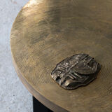 Table basse en laiton gravé par Christian Krekels, Belgique, 1990