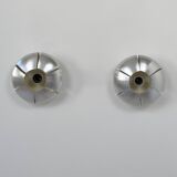 Pair of vintage wall lights, brushed aluminium, France, 1970.