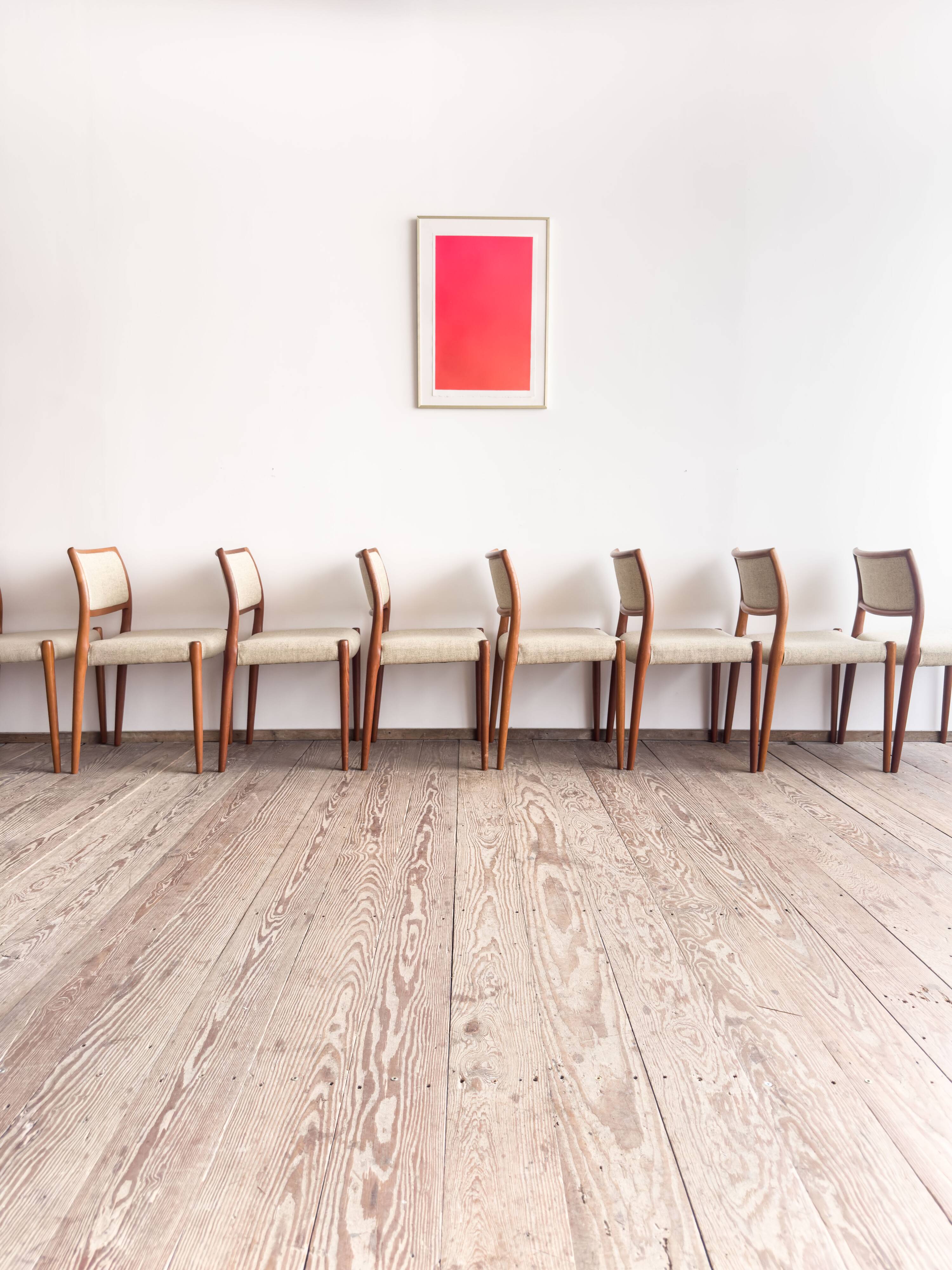 Set of 8 chairs #80 in teak by Niels O. Møller, JL Moller, Mid Century