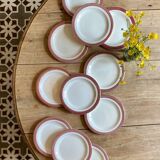 Set of 11 vintage dessert plates - Monaco red model by Salins