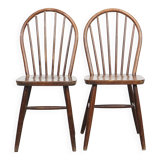 2 chaises bistrot Windsor en bois, années 70