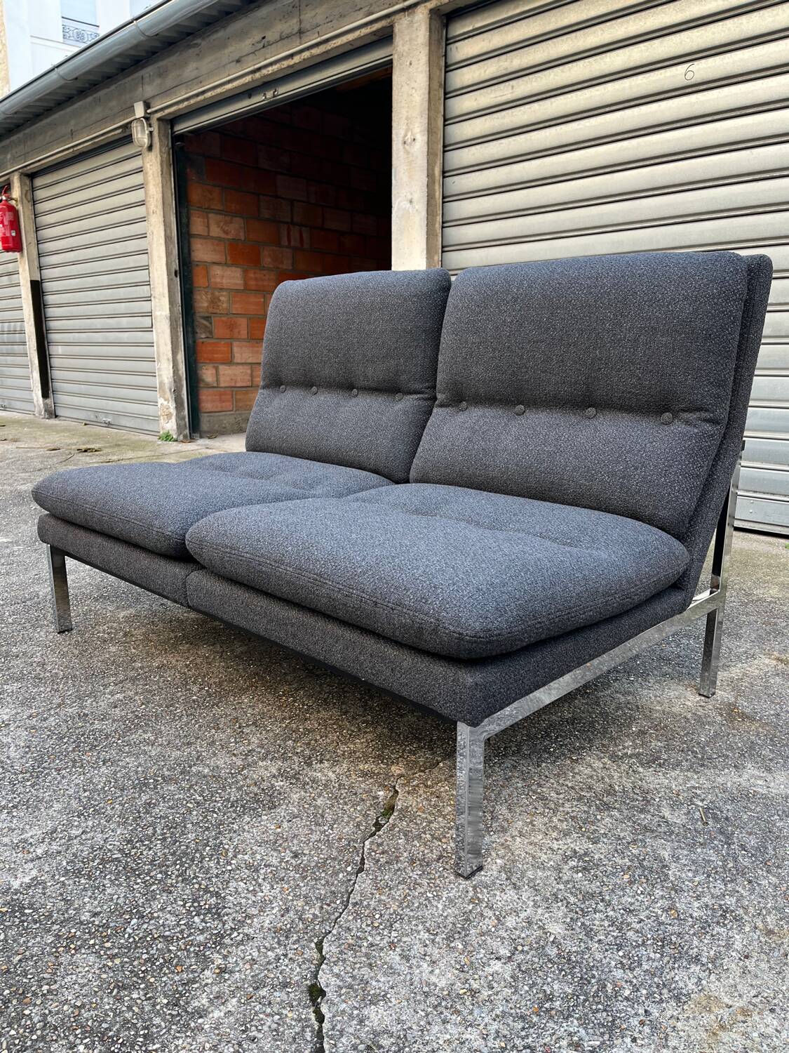 Anthracite and chrome 2-seater bench 70'