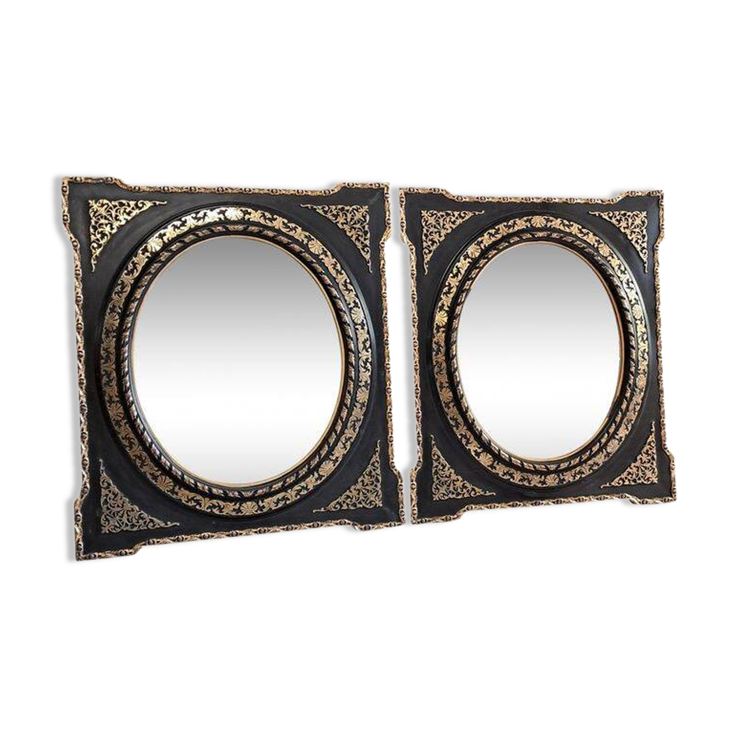 Pair of Napoleon III mirrors 74 x 64