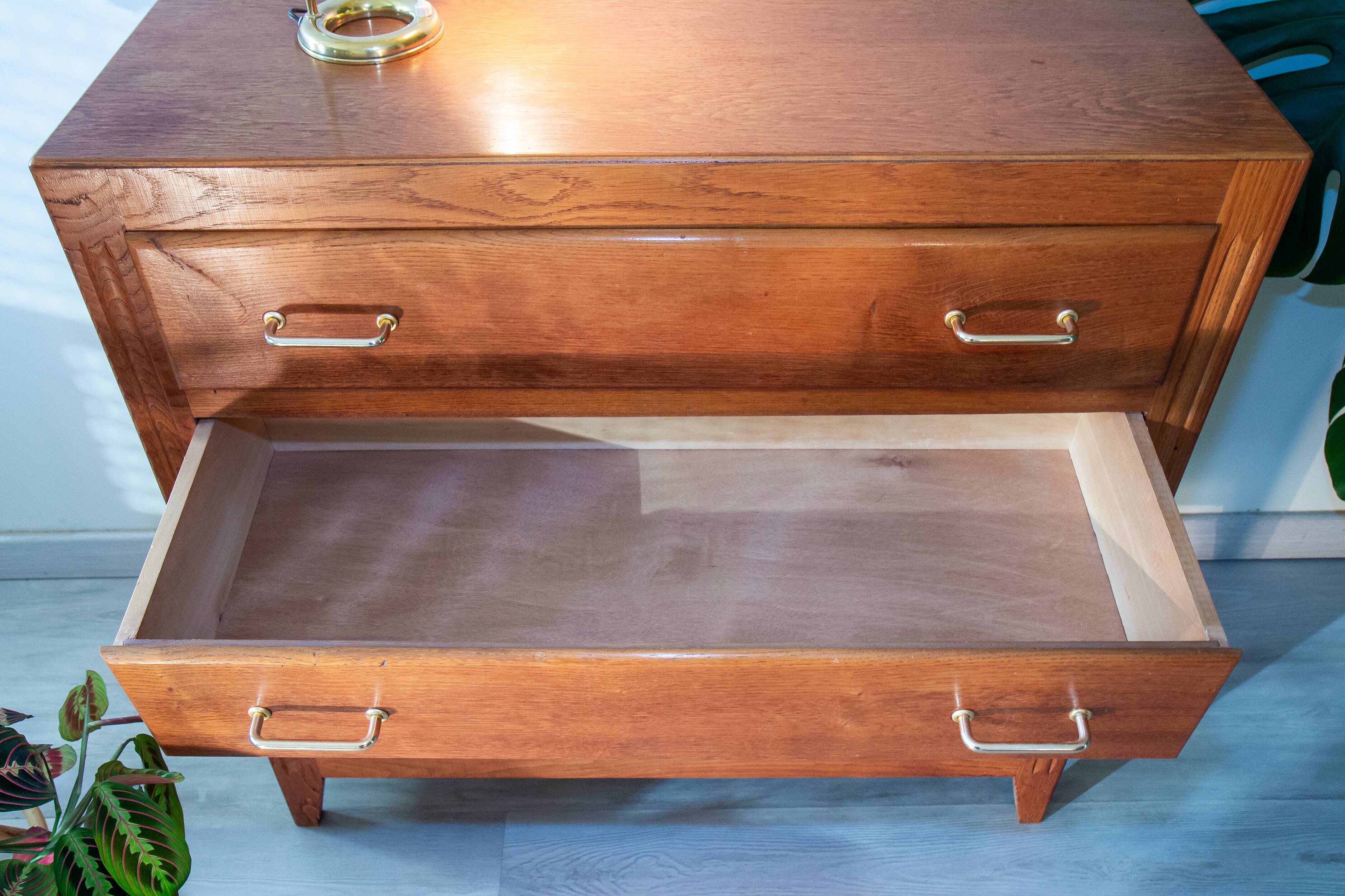 Golden oak chest of drawers, 1960s