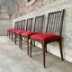 Set of 6 vintage wooden chairs – Psychedelic red fabric