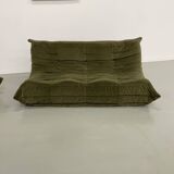 Vintage 2 and 3 seater green velvet togo set