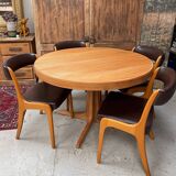 Set of 4 Scandinavian elm gondola chairs