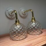Pair of vintage bubble globe wall lights