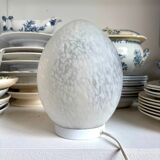 Table lamp "egg" in Clichy glass and white metal