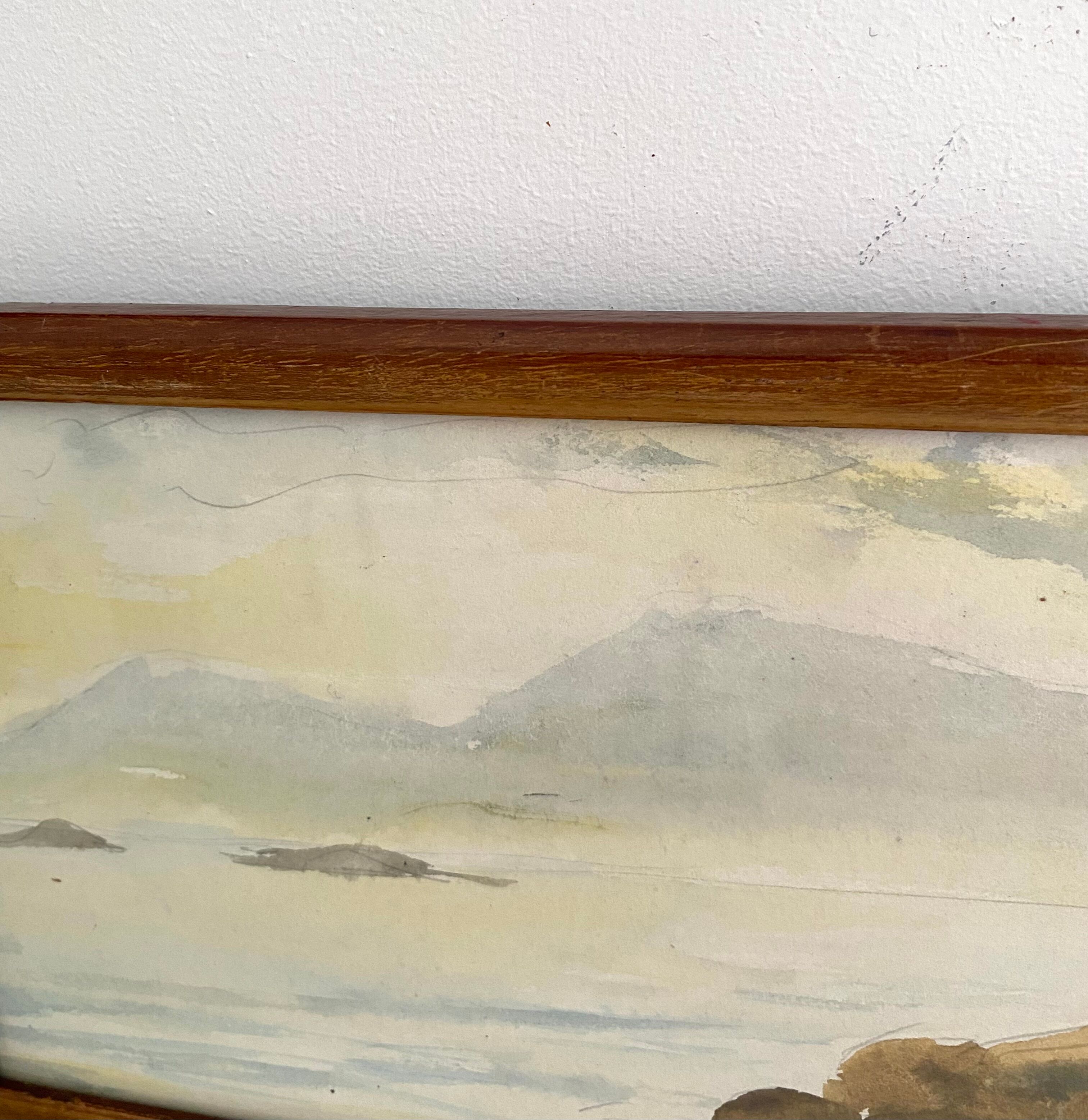 Watercolor, varnished wood frame