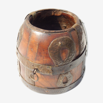 Pot measure Kerala teak antique brass