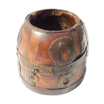 Pot measure Kerala teak antique brass