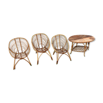Vintage rattan living room for children 70s