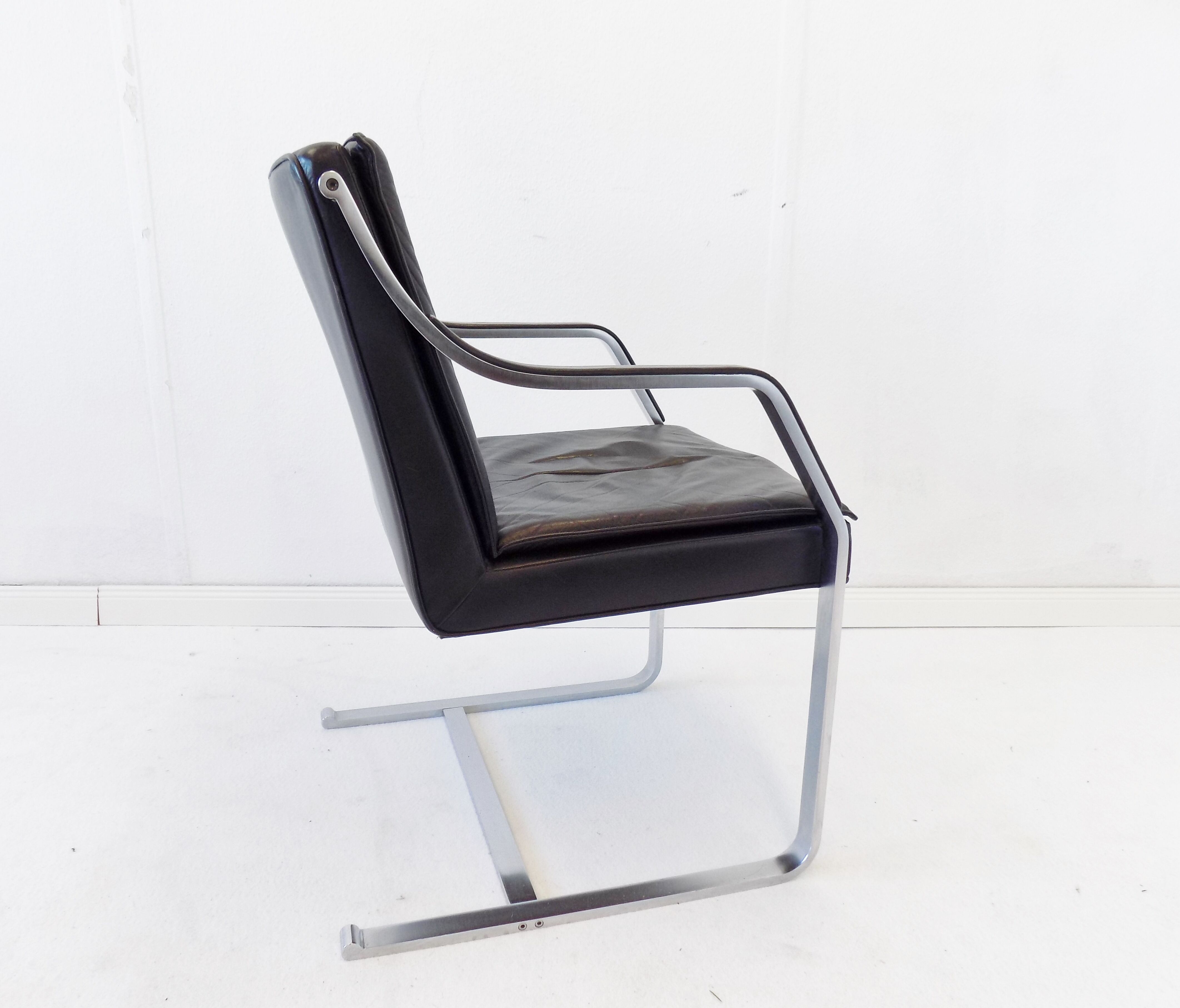 Fauteuil en cuir noir Knoll Art Collection par Rudolf B. Glatzel