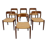 Danish design icon – Set of 6 model 75 chairs by Niels Otto Moller