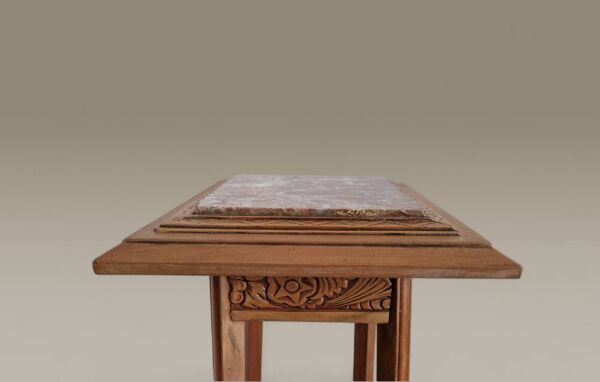 Sellette Art déco sculptée en bois massif et marbre – vers 1930