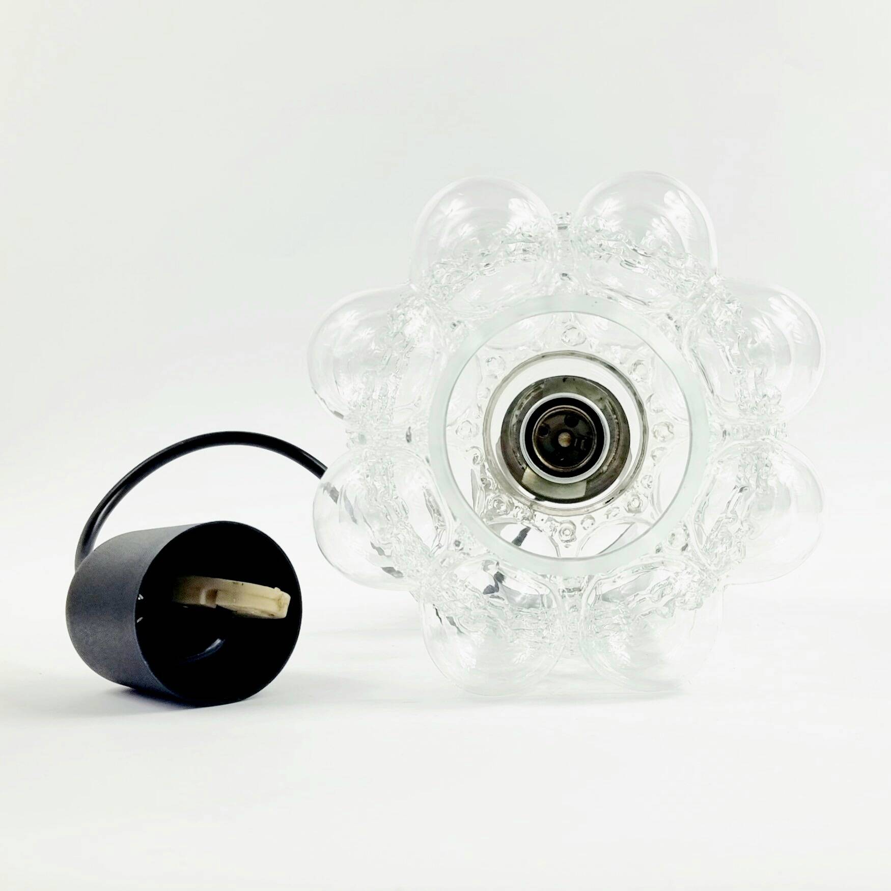 Pair of Bubble Glass Pendant Lights by Helena Tynell for Limburg, 1960s