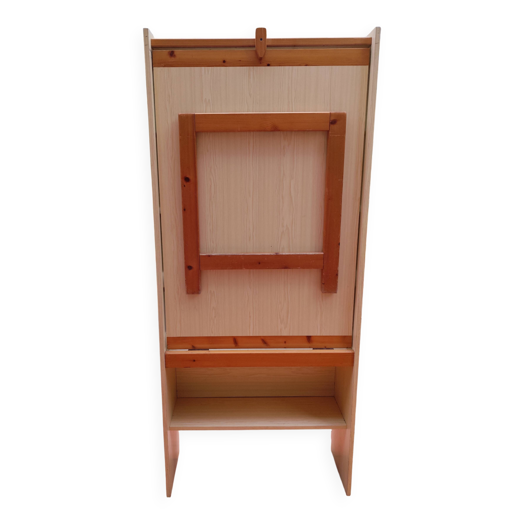 Vintage Pine Freestanding Retractable Bookcase Desk Table