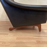 Scandinavian design armchair Aage Christiansen black leather 1950