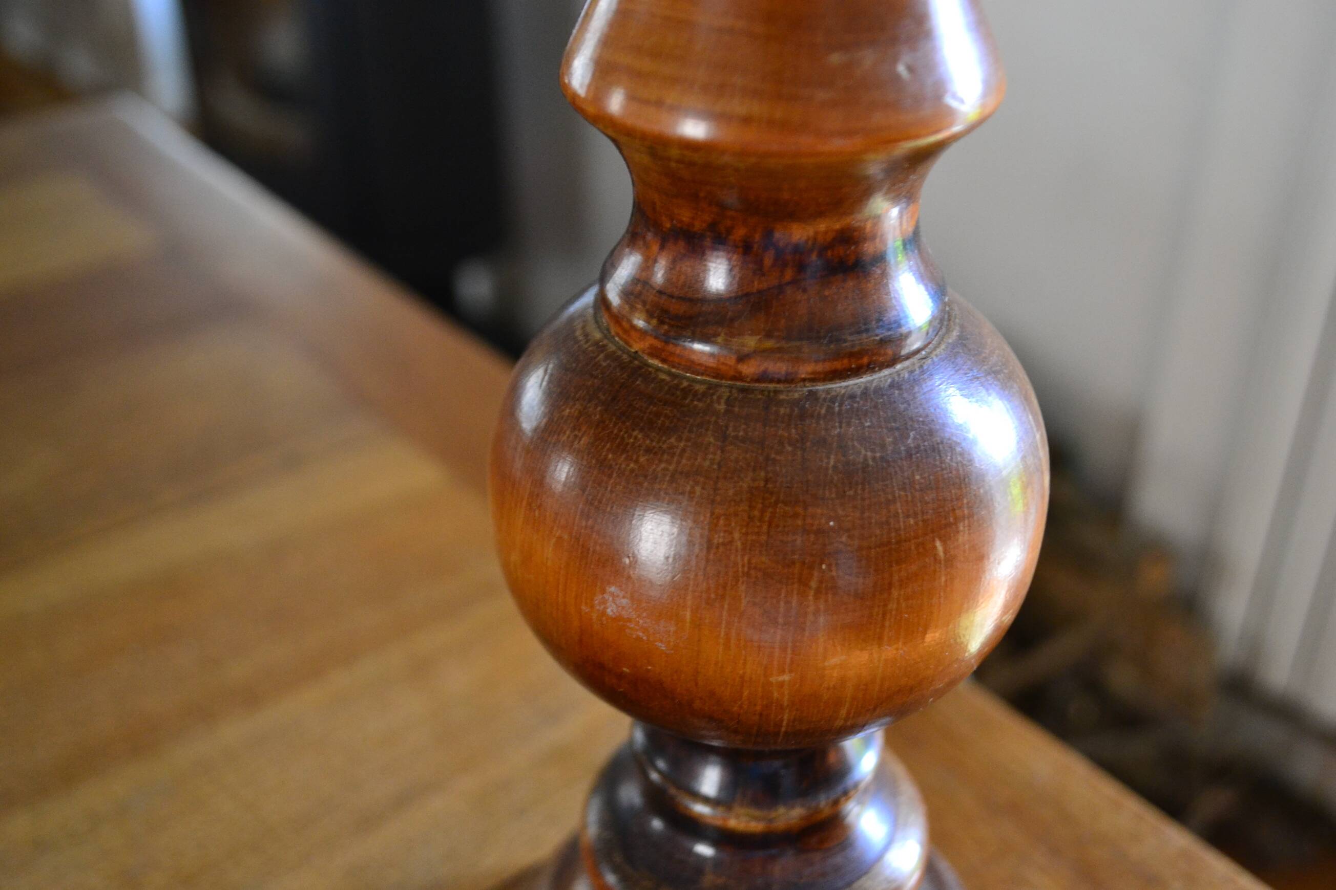 Vintage turned wooden lamp