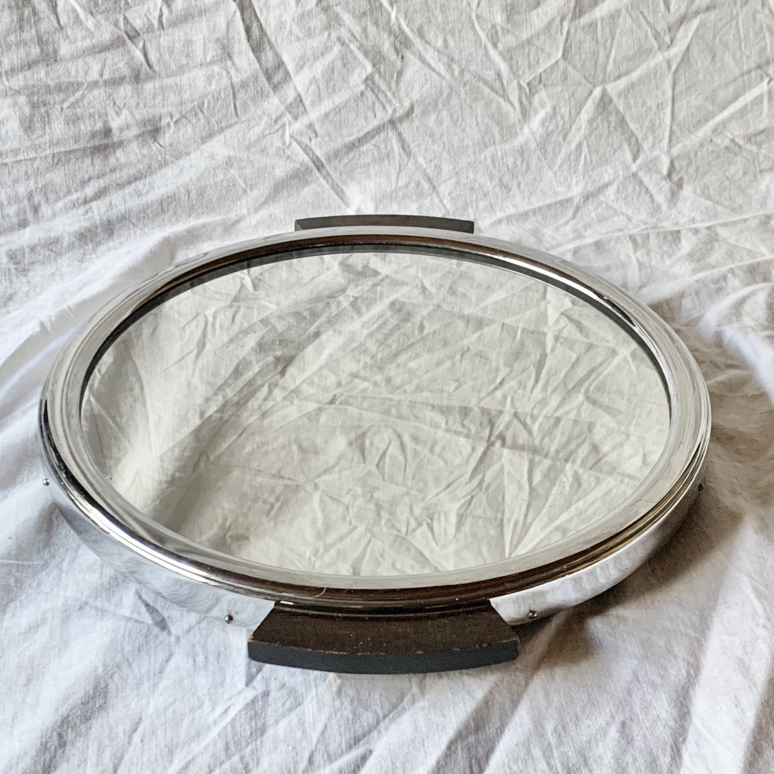 Vintage round mirror tray