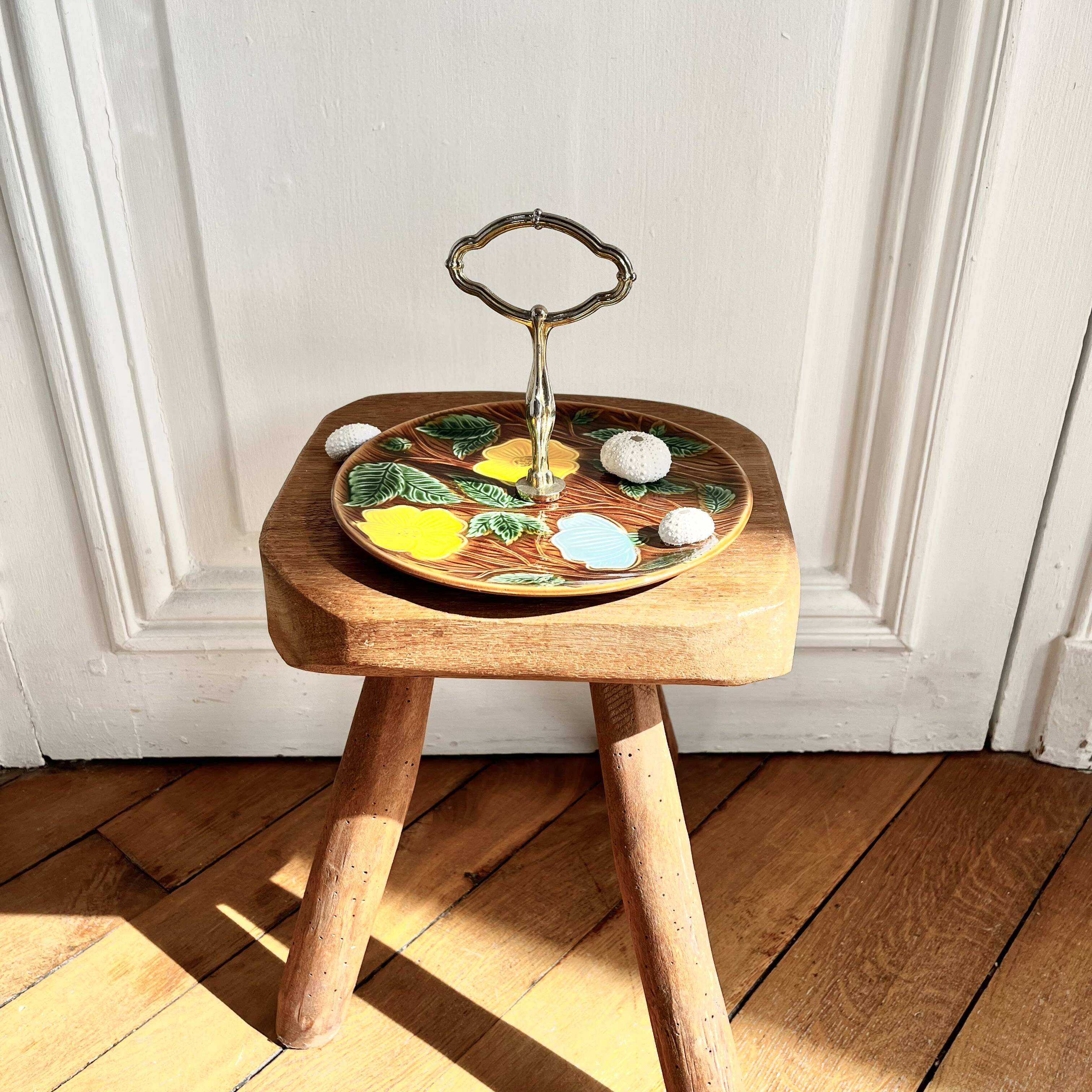 Sarreguemines barbotine cake display dish