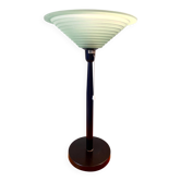 Lampe postmoderne années 80 – verre opalin vert et pied noir, édition