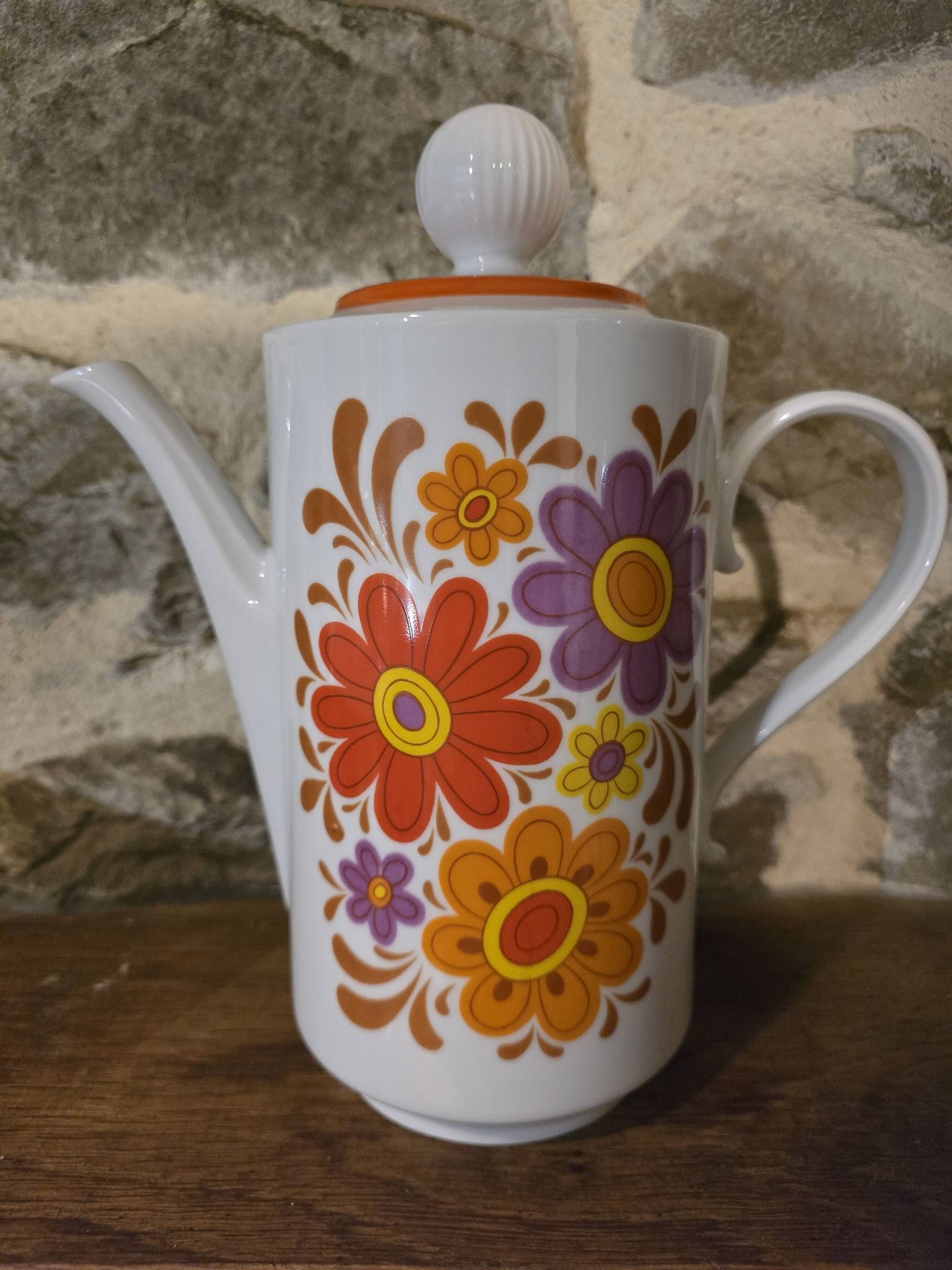 Cafetière vintage Winterling Bavaria – Décor floral seventies
