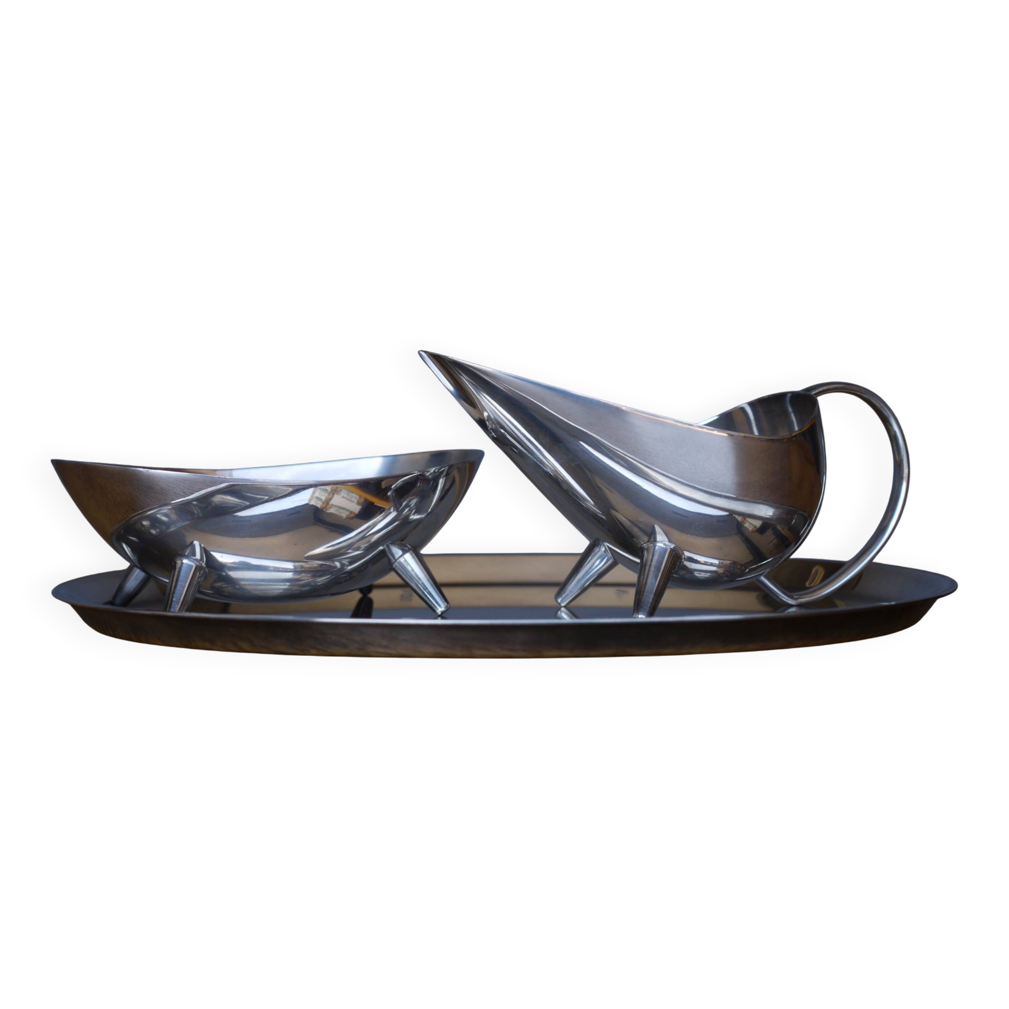 Service à lait et sucre sur plateau par Kurt Meyer pour WMF, 1953