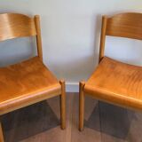 Suite of 6 stackable fir chairs