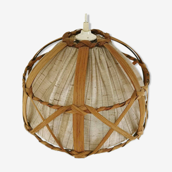 Suspension en bois et tissu, années 50-60