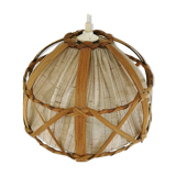 Wooden and fabric pendant light, 50s-60s