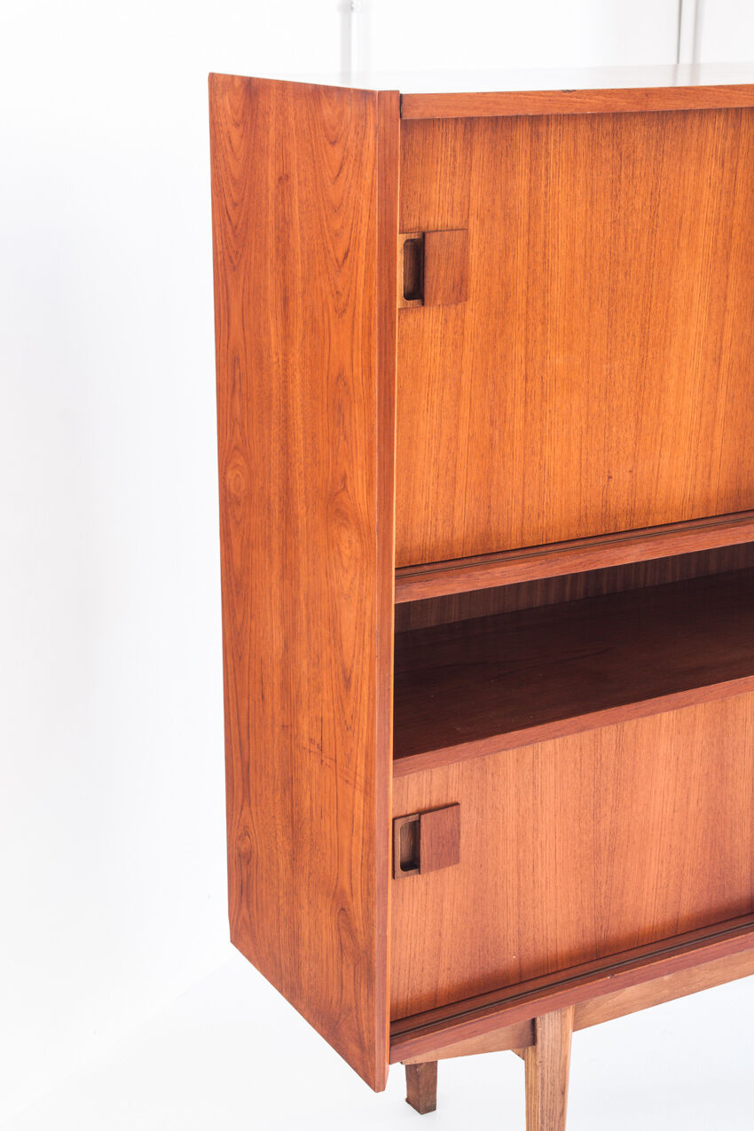 Vintage teak buffet with sliding doors, France 1960