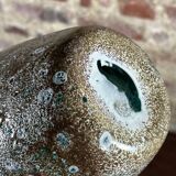 Vintage enameled blown glass vase 80'S Ht 27