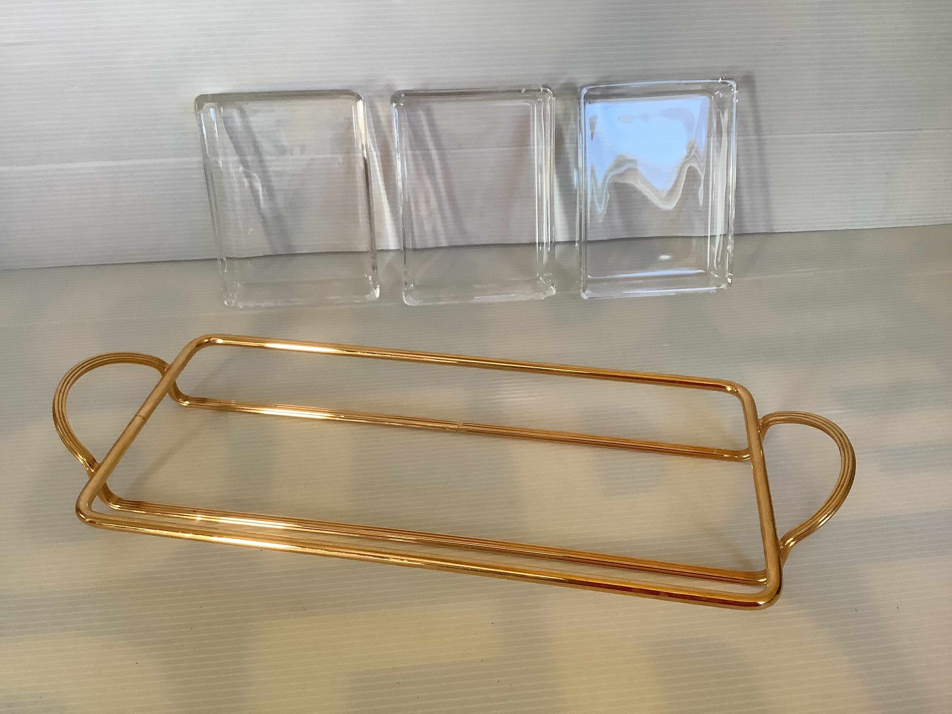 Golden servant 3 ramekins glass Italy