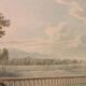 Old watercolour on paper from the early 19th century – landscape with aqueduct