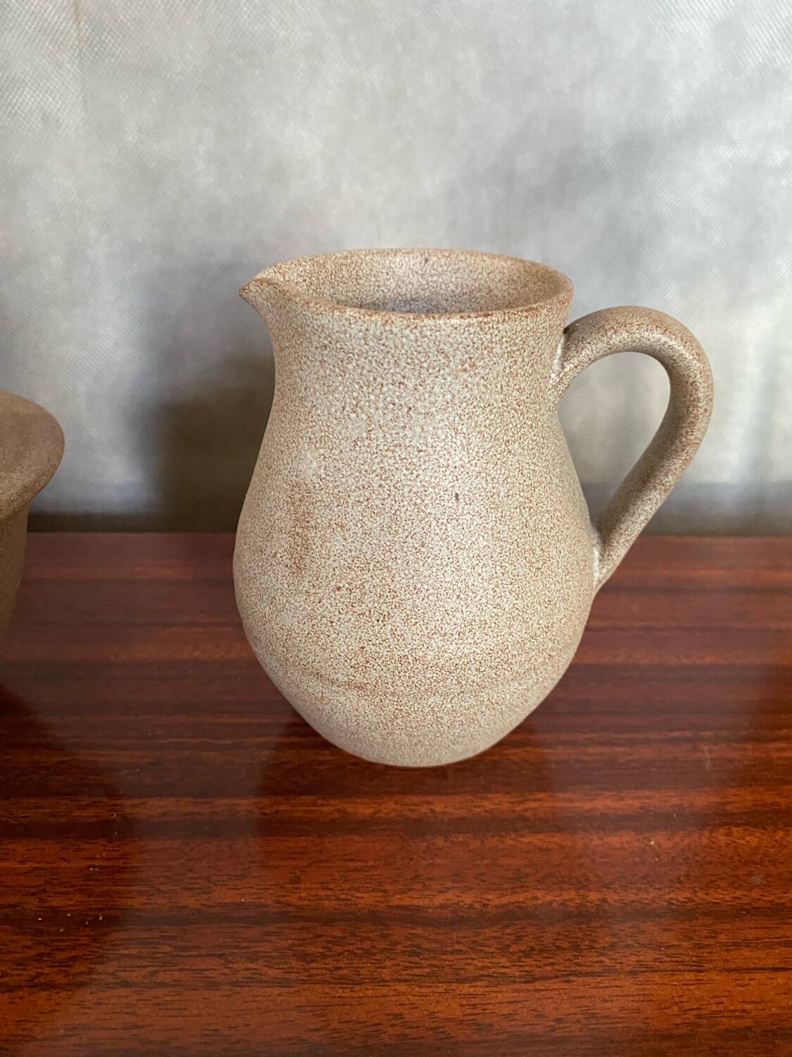 Lot old tea coffee service vallauris style ceramic beige 9p vintage #b843