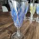 Set of 11 champagne flutes in colored glass 3 colors starry foot