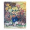 Tableau huile sur toile "Bouquet de fleurs" signé M De Rebeval XX° siècle