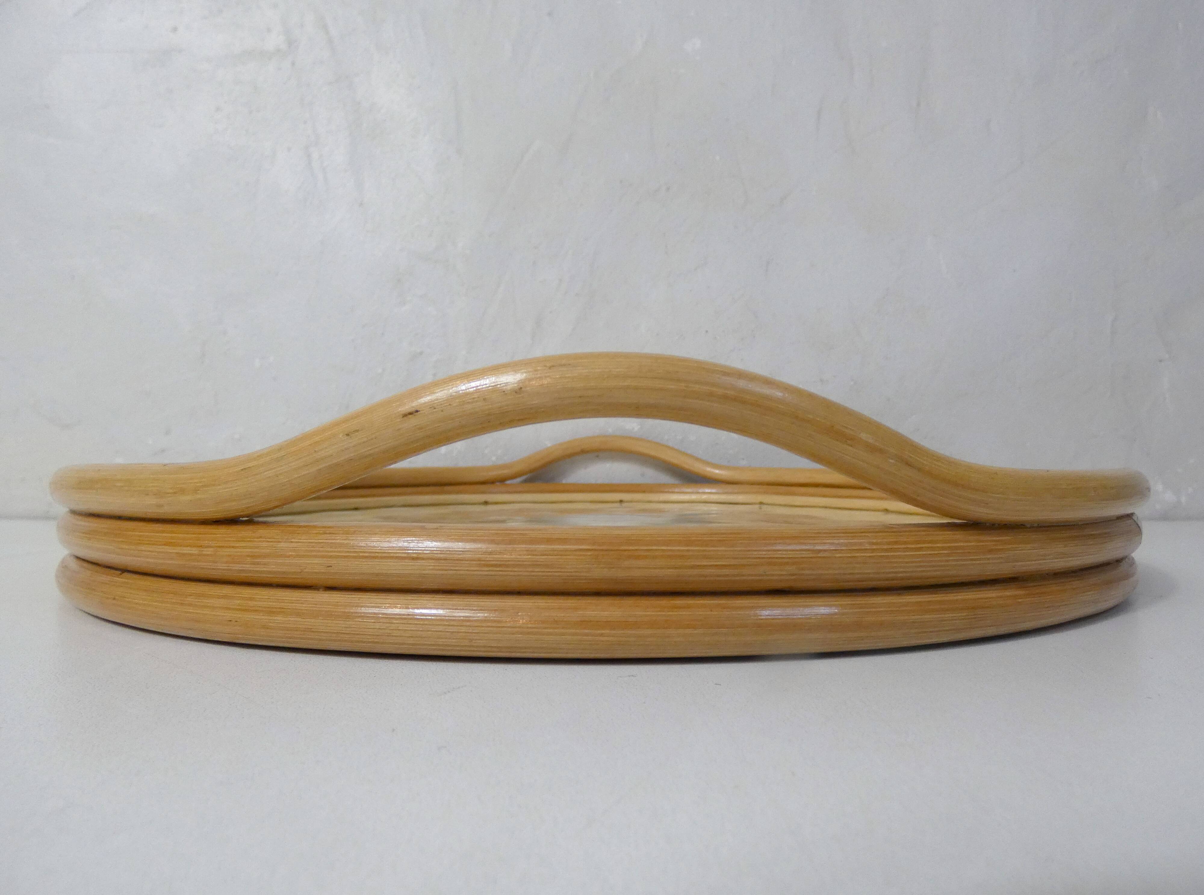 round rattan and mother-of-pearl tray