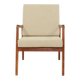 Vintage armchair in olive corduroy with a wooden frame.