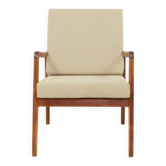 Vintage armchair olive corduroy wooden frame