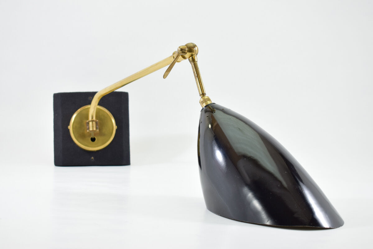 Large pair of vintage Italian wall light brass 1960 certified original edition, no copy