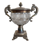 Coupe, drageoir en cristal taillé et métal argenté – style Restauration