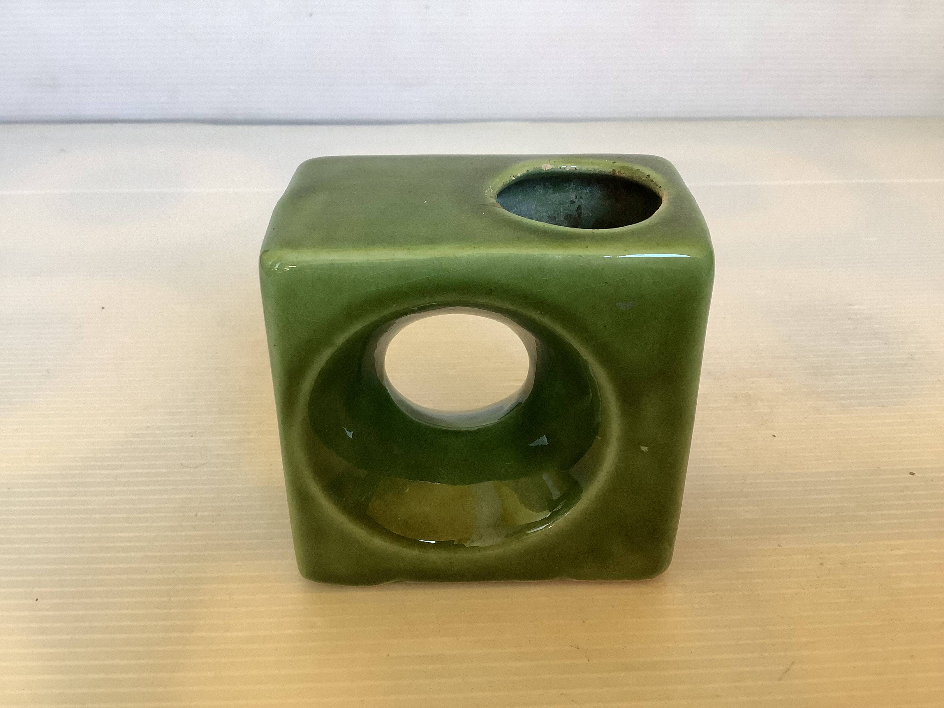 Petit vase céramique verte année 70