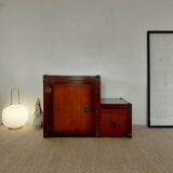 Small vintage Roche Bobois piece of furniture in Asian-style wood.