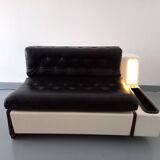 Vintage sofa bed bench with integrated lighting, Italian design Beka Tortuga, in skai, fiber