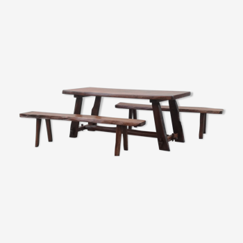 Rustic table and benches 60/70