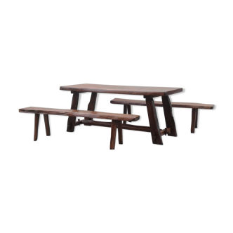 Rustic table and benches 60/70