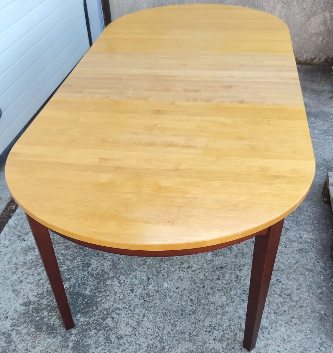 Scandinavian extendable dining table attributed to Hans Ehrlin for Tranås - 1980s